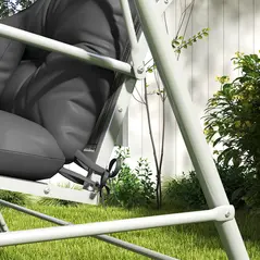 Outsunny Back and Seat Cushion Replacement with 2 Pillows, Patio Chair Cushions Set with Ties, Charcoal Grey - 9