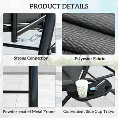 Outsunny Convertible Three-Seater Swing Bench Bed - Dark Grey - 7