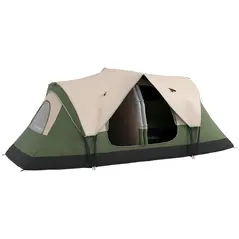 Outsunny Camping Tent for 6-8 Man with 2000mm Waterproof Rainfly and Carry Bag for Fishing Hiking Festival, Dark Green - 1