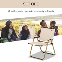 Outsunny Camping Chair for Adults, Lightweight Folding Chair, Portable Chair for Camping, Fishing, Beach and Outdoor Travel, Khaki - 4