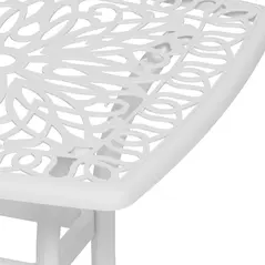 Outsunny Cast Aluminium Bistro Table, Outdoor Square Side Table with Umbrella Hole, Garden Table for Balcony, White - 8