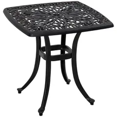 Outsunny Cast Aluminium Bistro Table, Outdoor Square Side Table with Umbrella Hole, Garden Table for Balcony, Bronze Tone - 1