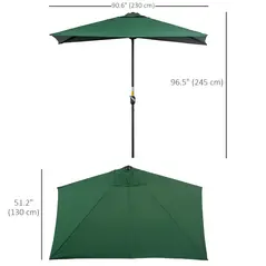Outsunny Balcony Half Parasol Semi Round Umbrella Patio Crank Handle (2.3 m, Green)- NO BASE INCLUDED - 3