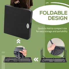 Outsunny Foldable Patio Dining Table for 4, Height Adjustable Outdoor Table for Garden, Lawn, Dark Grey - 6