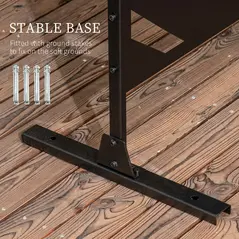 Outsunny Decorative Privacy Screen with Stand, 6.5FT Freestanding Metal Outdoor Divider, Decorative Privacy Panel with Expansion Screws for Garden Patio Pool Hot Tub, Banana Leaf Style, Black - 5