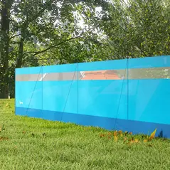 Outsunny Camping Windbreaker with Clear Windows, Carry Bag and Steel Poles, for Beach Caravan Campervan, 725 x 140cm, Blue - 8