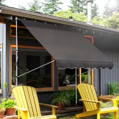 Outsunny Balcony 2 x 1.5m Manual Adjustable Awning DIY Patio Clamp Awning Canopy Retractable Shade Shelter Easy to Move for Balcony, Grey - 2