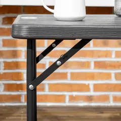 Outsunny Foldable Patio Dining Table for 4, Height Adjustable Outdoor Table for Garden, Lawn, Dark Grey - 9