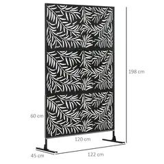 Outsunny Decorative Privacy Screen with Stand, 6.5FT Freestanding Metal Outdoor Divider, Decorative Privacy Panel with Expansion Screws for Garden Patio Pool Hot Tub, Willow Branch Style, Black - 3