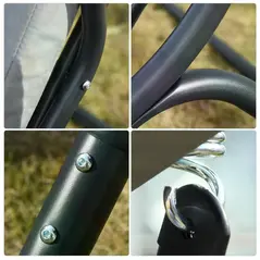 Outsunny Canopy Swing 2 Separate Relax Chairs w/ Handrails and Removable Canopy Grey - 8