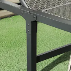 Outsunny Foldable Rattan Sun Lounger with 5-Level Adjust Backrest, Recliner Chair, Grey - 9