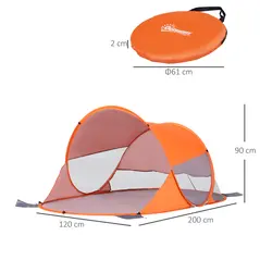 Outsunny Fibreglass Frame 2 Person Pop-Up Lightweight Camping Tent Orange - 3