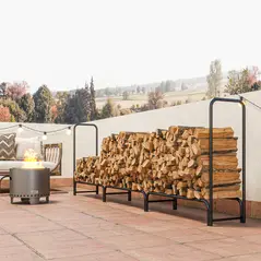 Outsunny Firewood Rack with Waterproof Cover, Heavy Duty Metal Log Store Indoors, Log Storage Holder for Outdoor Indoor Fireplace, 300 x 36 x 99 cm, Dark Green - 9