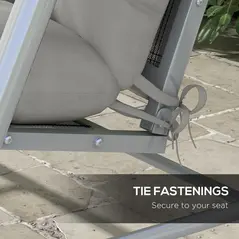 Outsunny Back and Seat Cushion Replacement with 2 Pillows, Patio Chair Cushions Set with Ties, Light Grey - 5