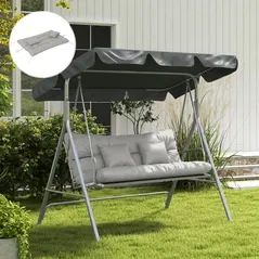 Outsunny Back and Seat Cushion Replacement with 2 Pillows, Patio Chair Cushions Set with Ties, Light Grey - 7