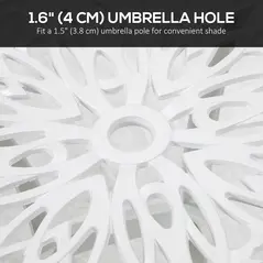 Outsunny Cast Aluminium Bistro Table, Outdoor Square Side Table with Umbrella Hole, Garden Table for Balcony, White - 4