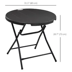 Outsunny Foldable Round Garden Table for 4, Outdoor Dining Table with HDPE Tabletop and Steel Frame, 80 x 80 x 73 cm, Dark Grey - 3
