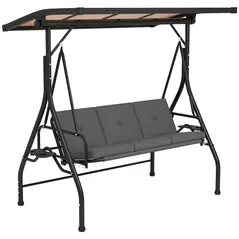 Outsunny Convertible Three-Seater Swing Bench Bed - Dark Grey - 1