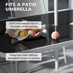 Outsunny Eight-Piece Garden Dining Set, with Chairs, Table and Parasol - Grey - 8