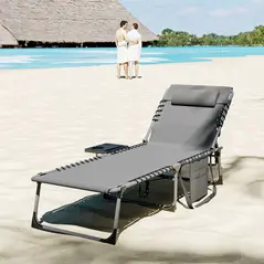 Outsunny Five-Position Reclining Sun Lounger - Grey - 8