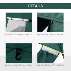 Outsunny Beach Tent for 1-2 Person Pop-up Design with 2 Mesh Windows & 2 Doors Dark Green - 5