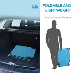 Outsunny Foldable Sun Lounger Set of 2 with 5-Position Adjustable Backrest, Outdoor Portable Recliner Chaise Lounge Chair with Breathable Mesh Fabric, Sky Blue - 6