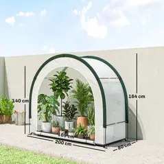 Outsunny Foldable Small Greenhouse, Portable Green House Mini Greenhouse with Zipper Door, PE Base, 200 x 80 x 164 cm, Green - 3