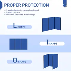 Outsunny Camping Windbreak, Foldable Portable Wind Blocker w/ Carry Bag and Steel Poles, Beach Sun Screen Shelter Privacy Wall, 450cm x 150cm - 4