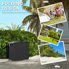 Outsunny Foldable Sun Lounger Set of 2 with Sun Shade & Adjustable Backrest - Black - 5