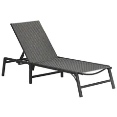 Outsunny Foldable Rattan Sun Lounger with 5-Level Adjust Backrest, Recliner Chair, Grey - 1