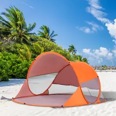 Outsunny Fibreglass Frame 2 Person Pop-Up Lightweight Camping Tent Orange - 1
