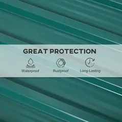 Outsunny Corrugated Roofing Sheets, Pack of 24, Galvanised Metal Roofing Sheets for Greenhouse, Garage, Storage Shed, Carport, 129 x 45cm, Green - 6