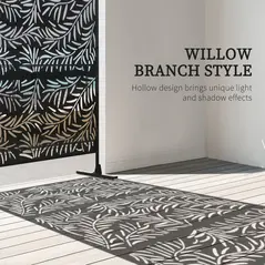 Outsunny Decorative Privacy Screen with Stand, 6.5FT Freestanding Metal Outdoor Divider, Decorative Privacy Panel with Expansion Screws for Garden Patio Pool Hot Tub, Willow Branch Style, Black - 4