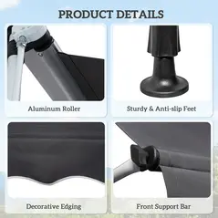 Outsunny Balcony 2 x 1.5m Manual Adjustable Awning DIY Patio Clamp Awning Canopy Retractable Shade Shelter Easy to Move for Balcony, Grey - 7