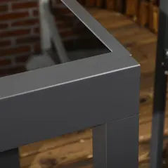 Outsunny Extending Garden Table, Outdoor Dining Table with Aluminium Frame and Tempered Glass Tabletop, 80/160 x 80 x 75 cm, Black - 8