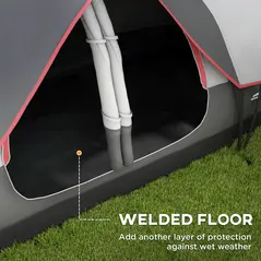Outsunny Camping Tent for 6-8 Man with 2000mm Waterproof Rainfly and Carry Bag for Fishing Hiking Festival, Grey - 6