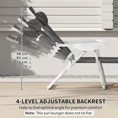 Outsunny Foldable Lounge Chair with 4-Level Adjustable Backrest & Headrest - Charcoal Grey - 7