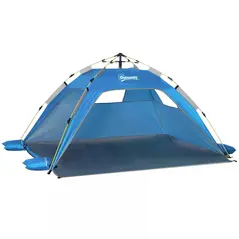 Outsunny Beach Tent for 1-2 Person Pop-up Design with 2 Mesh Windows & 2 Doors Sky Blue - 2
