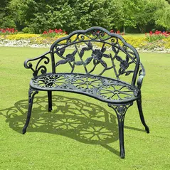 Outsunny Cast Aluminum Garden Bench-Antique Green - 2