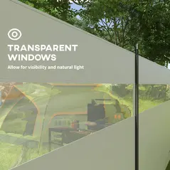 Outsunny Camping Windbreaker with Clear Windows, Carry Bag and Steel Poles, for Beach Caravan Campervan, 725 x 140cm, Grey - 6