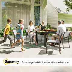 Outsunny Extending Garden Table, Outdoor Dining Table with Aluminium Frame and Tempered Glass Tabletop, 80/160 x 80 x 75 cm, Black and Clear - 9