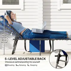 Outsunny Five-Position Reclining Sun Lounger - Dark Blue - 4