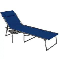 Outsunny Five-Position Reclining Sun Lounger - Dark Blue - 1