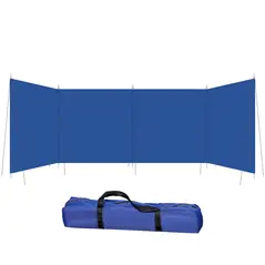 Outsunny Camping Windbreak, Foldable Portable Wind Blocker w/ Carry Bag and Steel Poles, Beach Sun Screen Shelter Privacy Wall, 620cm x 150cm - 1