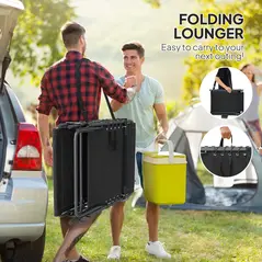 Outsunny Five-Position Reclining Sun Lounger - Black - 7