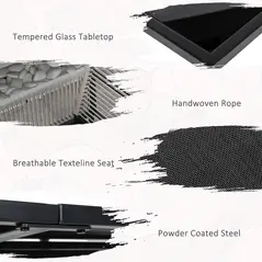 Outsunny Five-Piece Metal Dining Set, with Folding Back Chairs, Light Grey - 5