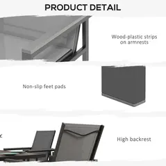 Outsunny Five-Piece Metal Dining Set, with Glass-Top Table - Grey - 7