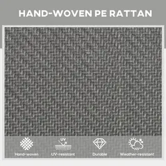 Outsunny Foldable Rattan Sun Lounger with 5-Level Adjust Backrest, Recliner Chair, Grey - 4