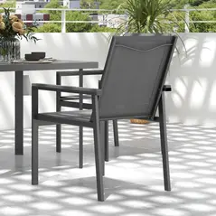 Outsunny Five-Piece Metal Dining Set, with Glass-Top Table - Grey - 9