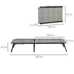 Outsunny Foldable Rattan Sun Lounger with 5-Level Adjust Backrest, Recliner Chair, Mixed Grey - 3